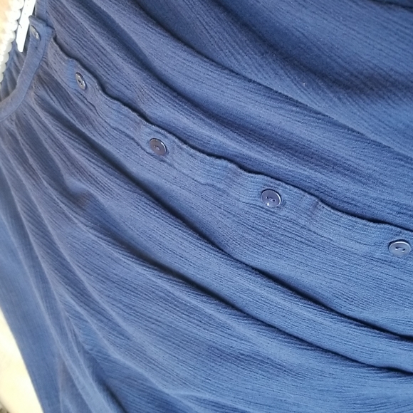 D&co. Womens Blue Button Down Top - Picture 6 of 7